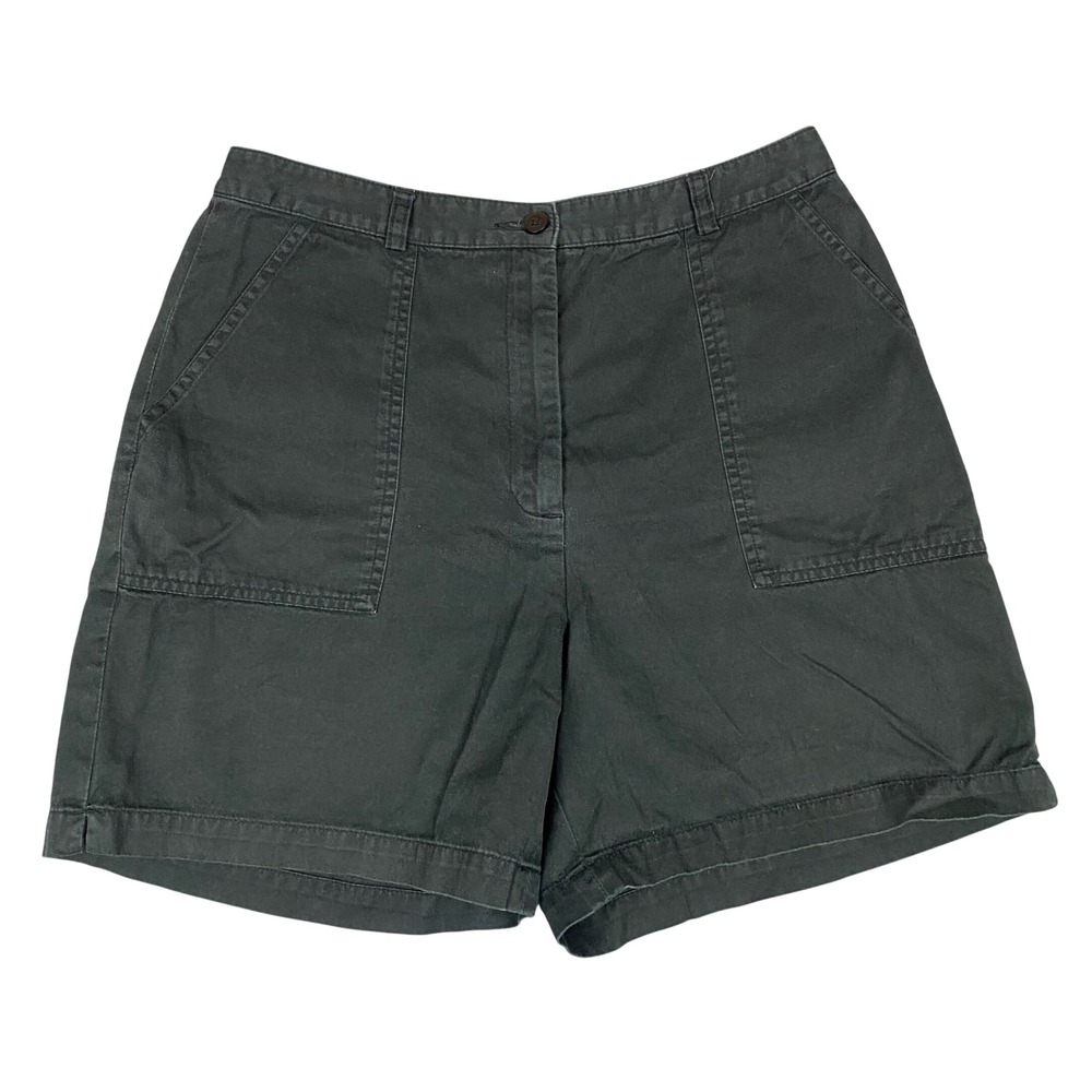 Eddie Bauer High Rise Cotton Utility Shorts Womens 10 Faded Black Vintage